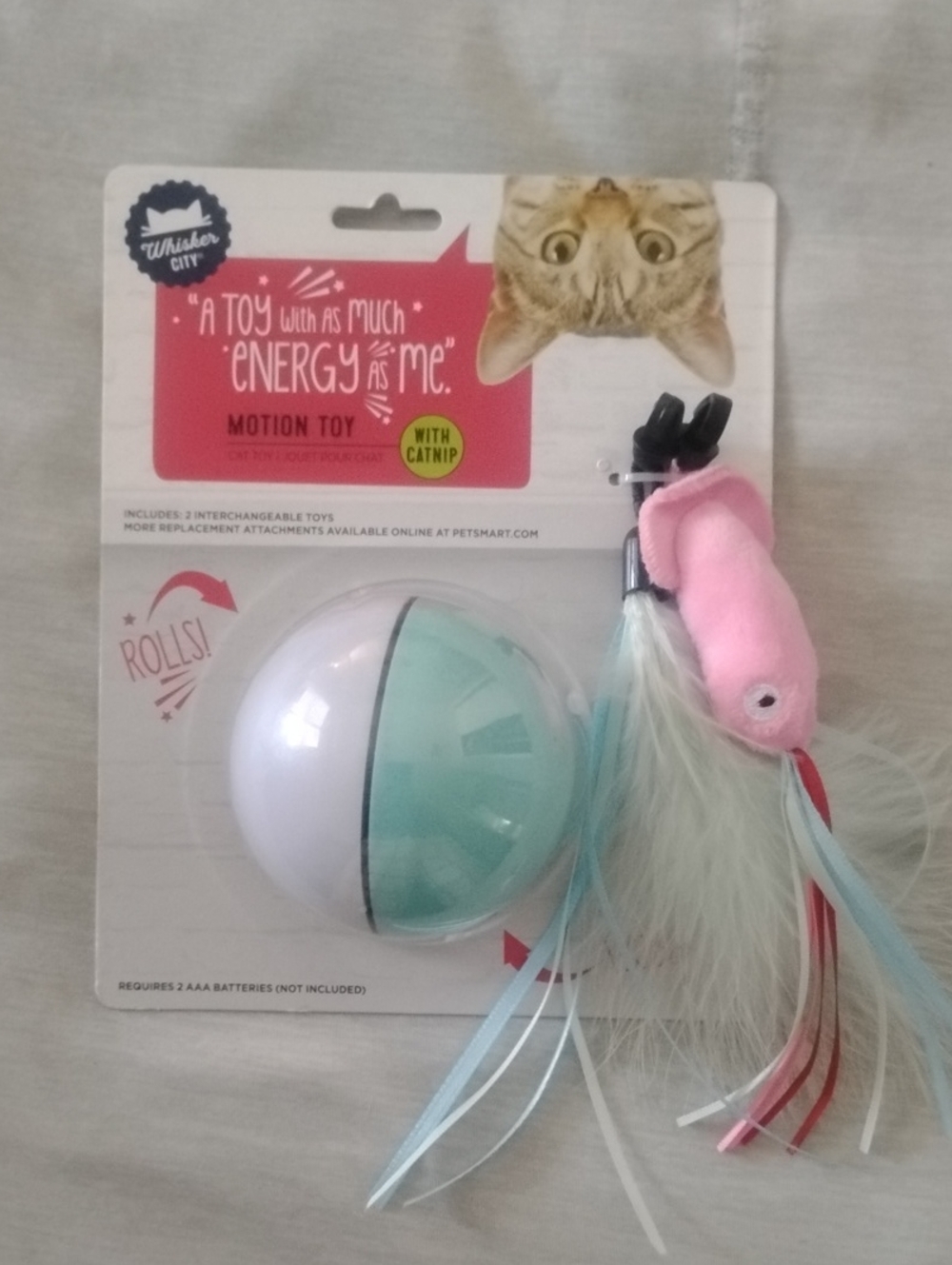 Whisker City Interactive Cat Motion Toy with Catnip - Pink & Mint